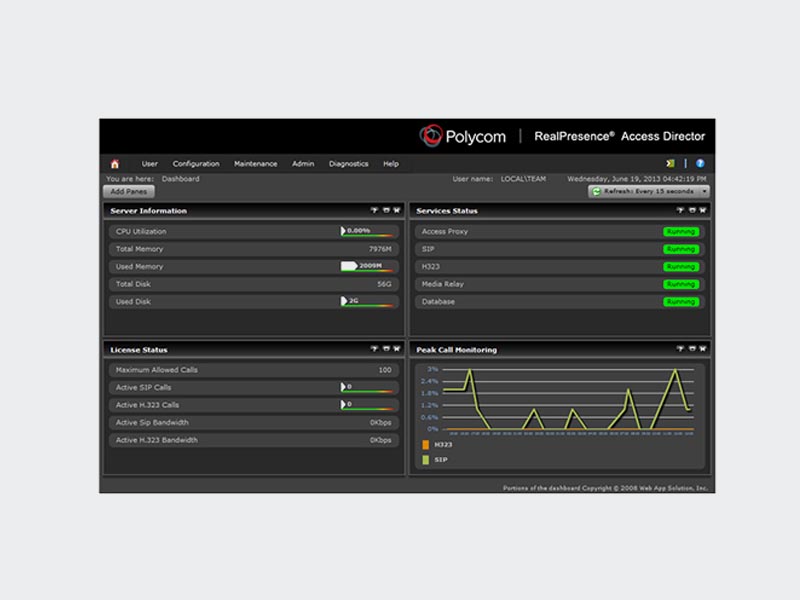 The Polycom RealPresence Access Director enables users within and beyond the firewall, to securely access video services–whether at home, in the office or on the go. It securely routes communications, management and content through firewalls without requiring additional client hardware or software. IT Users can easily and effectively deploy, configure and manage RealPresence Access Director while reducing the cost to support the growing number of video-enabled workers in the organization without compromising network security. The RealPresence Access Director is a powerful part of the RealPresence Platform, available as a hardened appliance or software optimized for virtualized data centers.