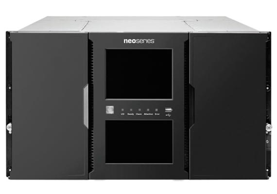 NEO XL-Series libraries address the need for midrange and enterprise businesses to do more with less by providing effortless automated backup that combines flexibility, density, high-performance and affordability to ensure that data is protected faster, smarter, easier and more cost effectively.
                                <br>
                                <small><b>Specification:</b> 60 tape cartridge slots, up to 40 cartridge slots per magazine, up to 10 mail slots, Up to 3 HH tape drives, supports LTO5 SAS/FC, LTO6 SAS/FC, 1 base + 6 expansions