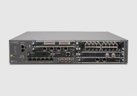 The SRX550 Services Gateway is an all-in-one solution that consolidates security, routing, switching, and WAN connectivity into a single 2 U device. It supports up to 5.5 Gbps firewall, 1 Gbps IPsec VPN, and 800 Mbps intrusion prevention system (IPS).
                                <br>
                                <small><b>Features:</b> Comprehensive protection includes multigigabit firewall, security intelligence via Spotlight Secure, policy enforcement based on GeoIP data, and UTM (including IPS, application security, user role-based firewall controls, antivirus, antispam and Web filtering), NAT, DoS and QoS. Scalable performance enables additional services without degradation, System and network resiliency ensures carrier-class reliability from redundant hardware and components, and Junos OS software, On- and off-box automation capabilities and centralized network security management simplify the deployment and maintenance of the SRX550 across geographically dispersed locations.</small>
